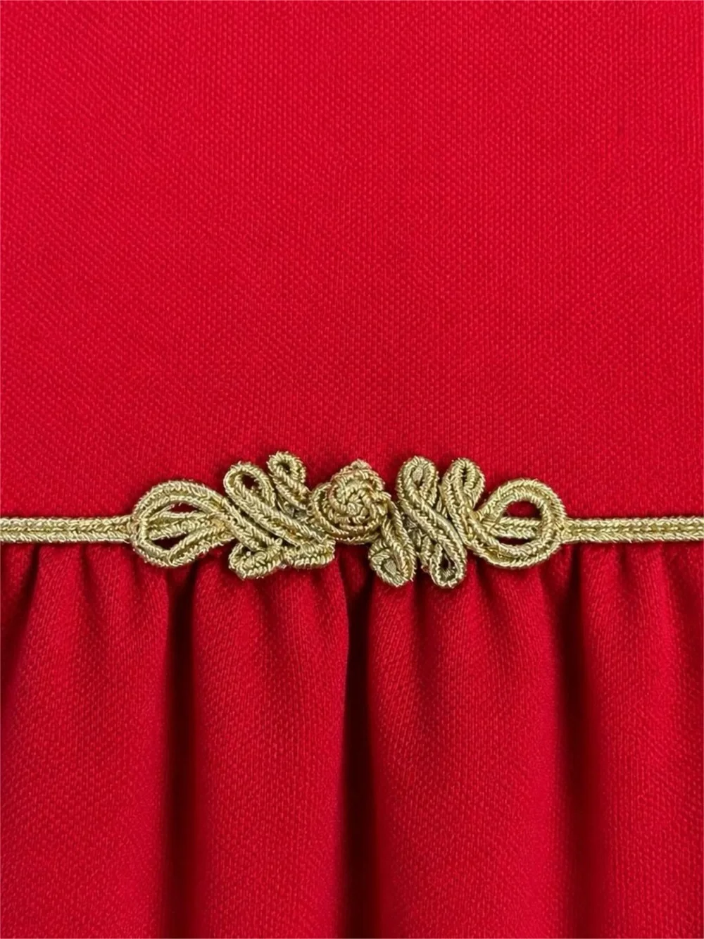 Ralph Lauren Baby Girl Red Holiday Dress 12M Gold Trim Long Sleeve Christmas